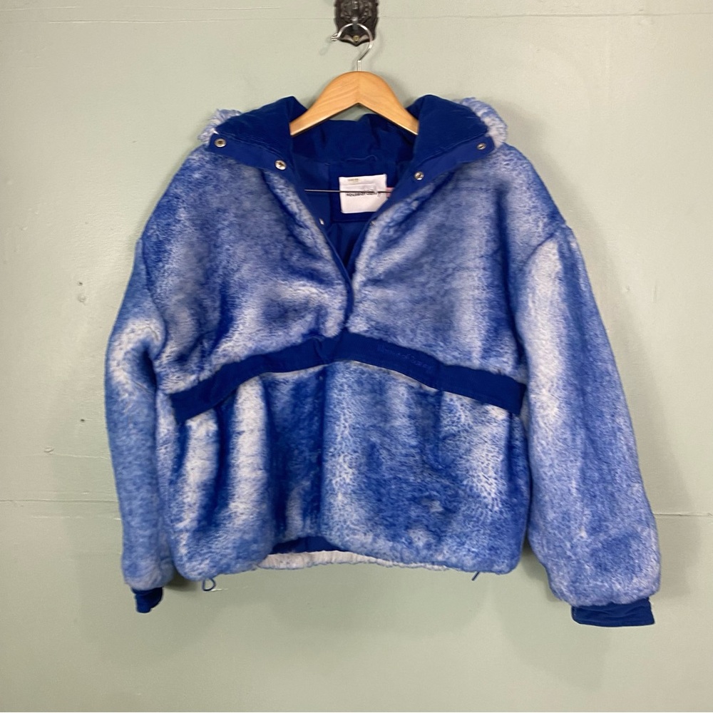 House of Sunny Dip Dyed Pullover Blue Faux‎ Fur Jacket Teddy Small